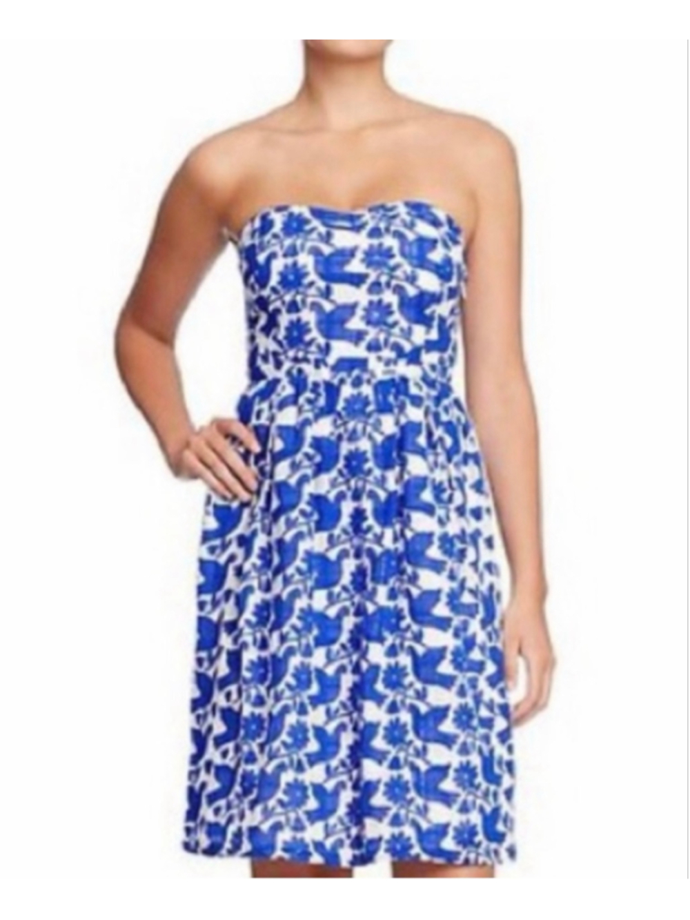 Strapless Blue Floral Sundress